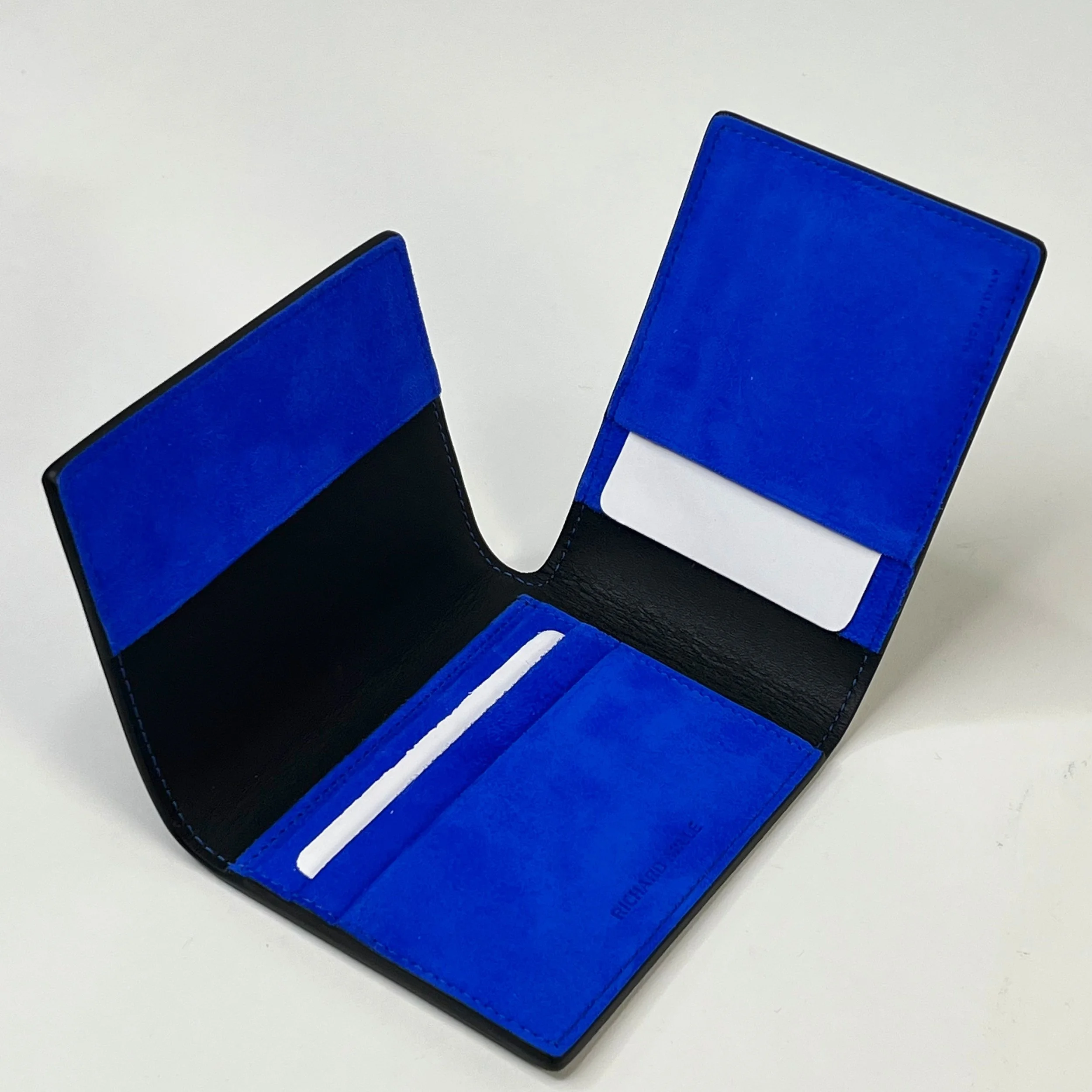 Richard Mille Black Leather Wallet Blue Interior Bi-Fold Luxury Wallet